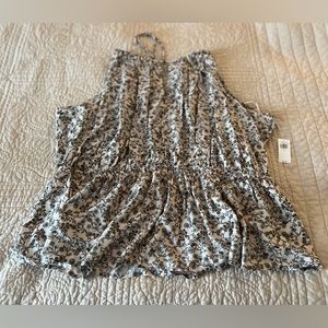 Cami tank floral flowers black white XXL NWT